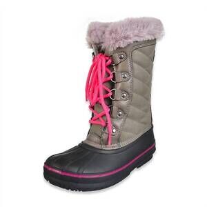 NEW LONDON FOG girls beckenham cold weather snow boot in gray and pink